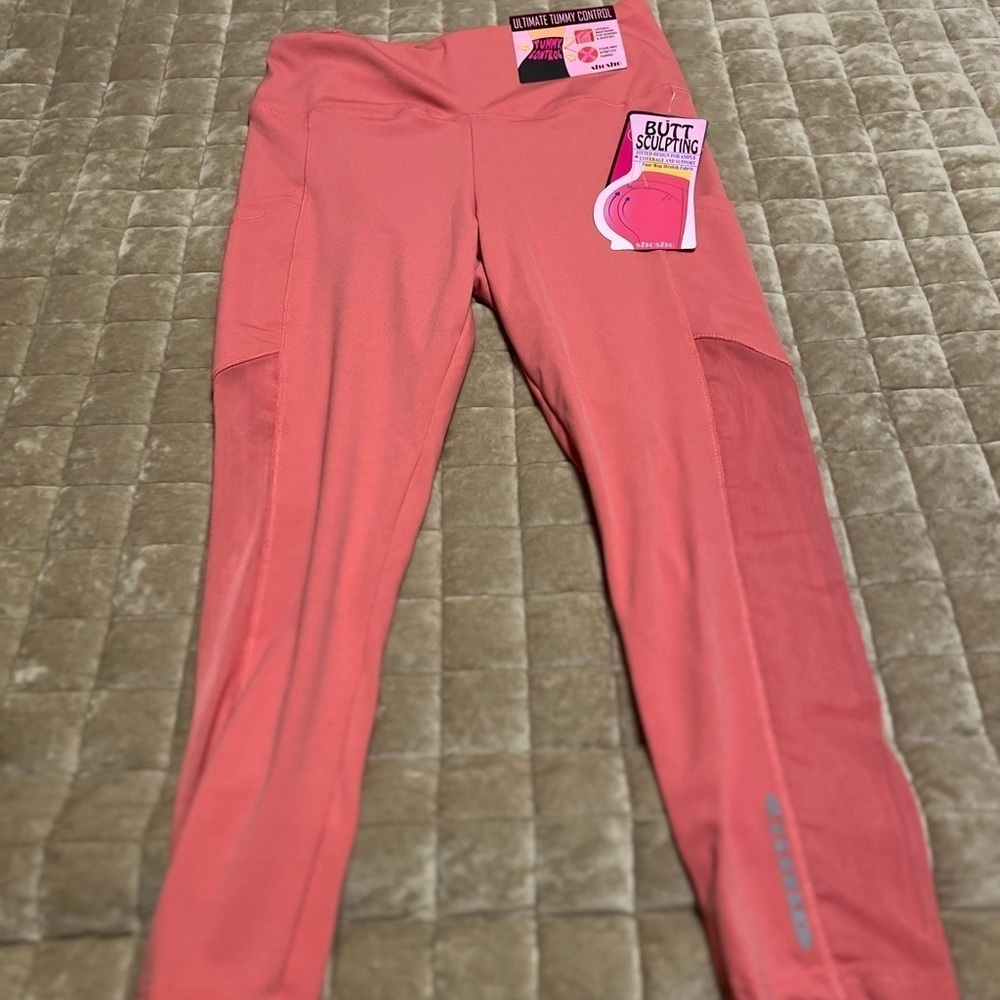 Shosho Pink Leggings Vibrant Stretchy Solid